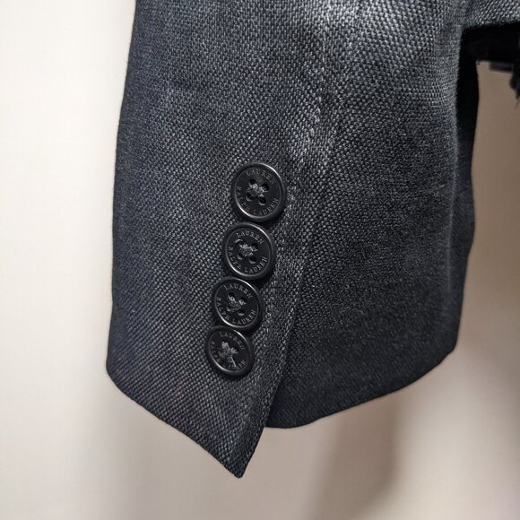 Lauren Ralph Lauren Black 100% Linen Blazer Jacket Lined Career Office size 12 - Picture 11 of 14
